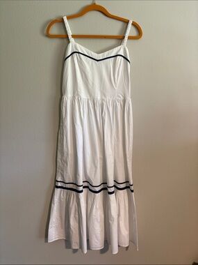 J. Crew White Maxi Sundress with Navy Trim
